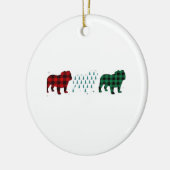 Funny English Bulldog Red Plaid Christmas Dog Love Keramik Ornament (Links)