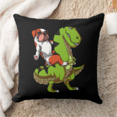 Funny English Bulldog Riding T-Rex Dinosaur Kissen (Decke)