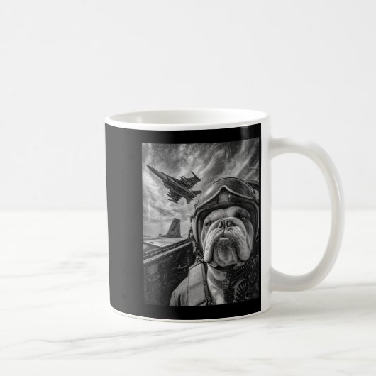 Funny English Bulldog Selfie Fighter Jet Lot Aviat Kaffeetasse (Rechts)