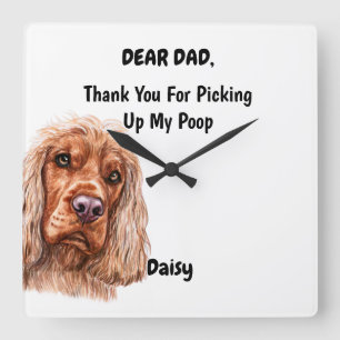 Funny English cocker spaniel Vater Cana Art Quadratische Wanduhr