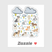 Funny English Idiom Raining Katzen und Hunde Welpe Aufkleber (Blatt)