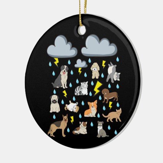 Funny English Idiom Raining Katzen und Hunde Welpe Keramik Ornament (Links)