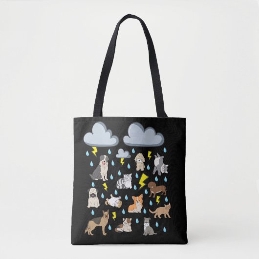 Funny English Idiom Raining Katzen und Hunde Welpe Tasche (Vorderseite)