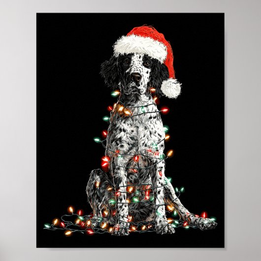 Funny English Setter Christmas Graphics Dog Lights Poster (Vorne)