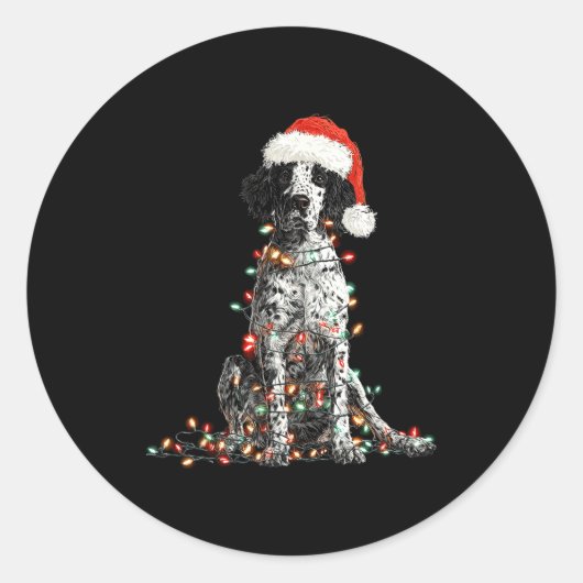 Funny English Setter Christmas Graphics Dog Lights Runder Aufkleber (Vorderseite)