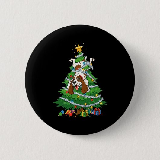 Funny English Springer Spaniel Dog Christmas Tree Button (Vorderseite)