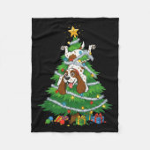 Funny English Springer Spaniel Dog Christmas Tree Fleecedecke (Vorderseite)