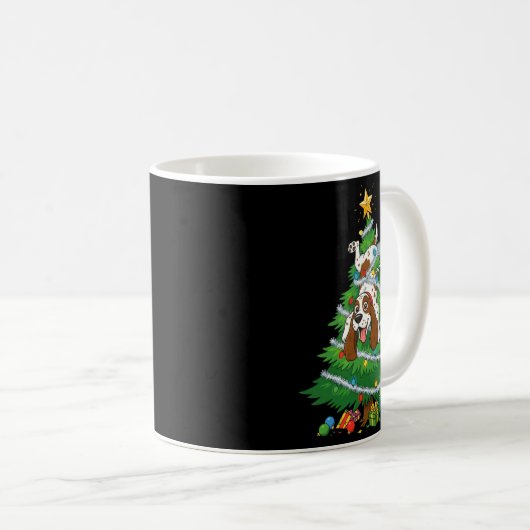 Funny English Springer Spaniel Dog Christmas Tree Kaffeetasse (VorderseiteRechts)