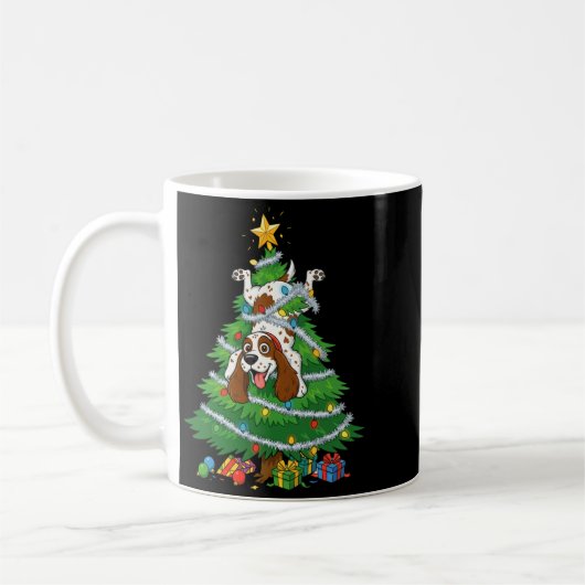 Funny English Springer Spaniel Dog Christmas Tree Kaffeetasse (Links)