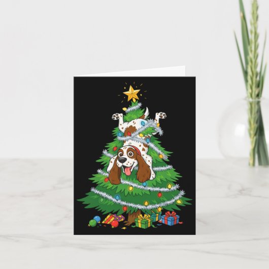 Funny English Springer Spaniel Dog Christmas Tree Karte (Vorderseite)
