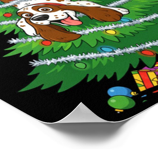 Funny English Springer Spaniel Dog Christmas Tree Poster (Ecke)