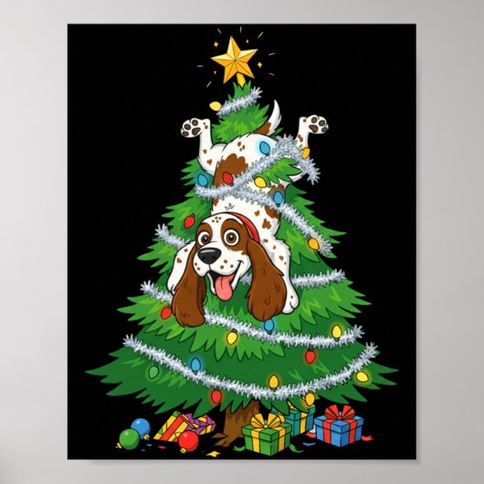 Funny English Springer Spaniel Dog Christmas Tree Poster (Vorne)