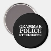 Funny English Teacher Grammar Police Magnet (Vorderseite/Rückseite)