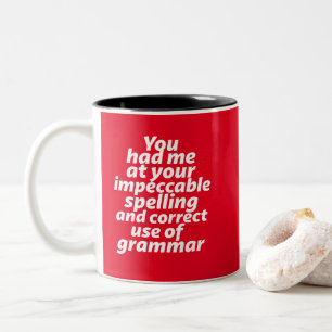 Funny English Teacher Spaß Richtiger Gebrauch von Zweifarbige Tasse