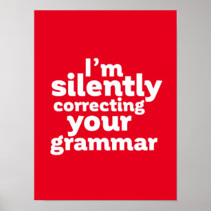 Funny English Teacher Stille korrigiert Grammatik Poster