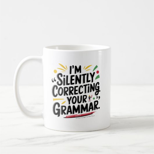 Funny English Teacher: Stilvolles Grammatikdesign Kaffeetasse (Links)