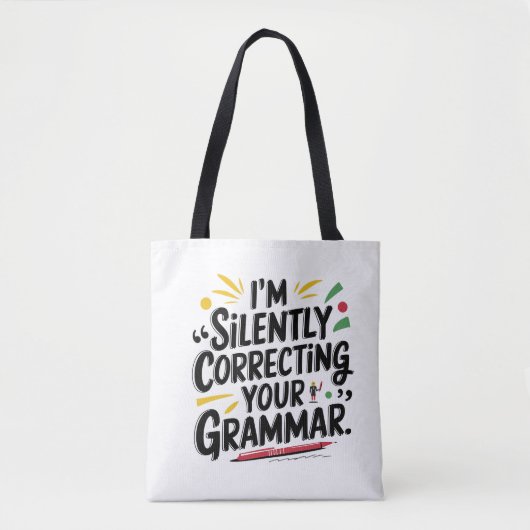 Funny English Teacher: Stilvolles Grammatikdesign Tasche (Vorderseite)
