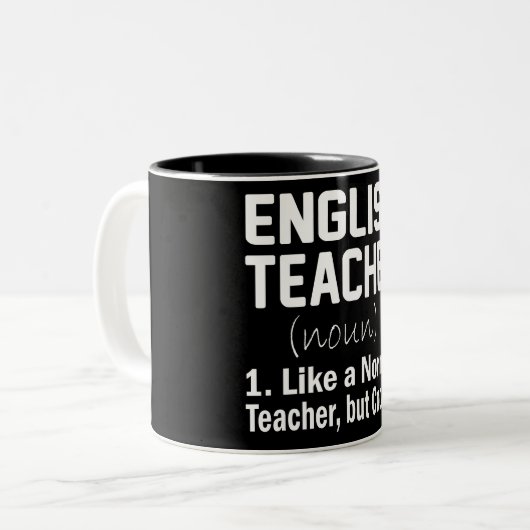 Funny English Teacher Zweifarbige Tasse (Vorderseite Links)