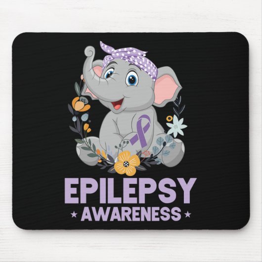 Funny Epilepsy Awareness Blume Elephant Ribbon 1 Mousepad (Vorne)