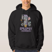 Funny Epilepsy Awareness Blume Elephant Ribbon Hoodie (Vorderseite)