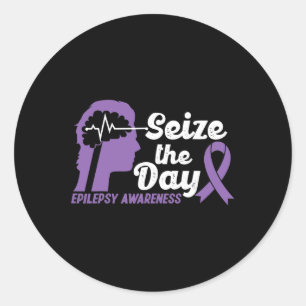 Funny Epilepsy Awarze The Day Ribbon 1 Runder Aufkleber