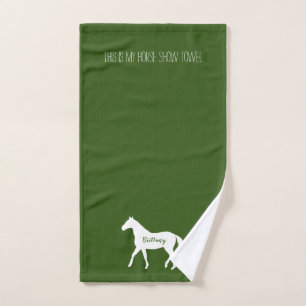 Funny Equestrian Hunter Green Name Pferd Show Handtuch