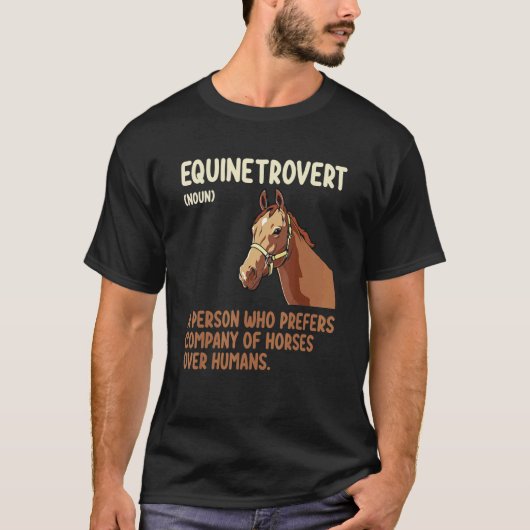 Funny Equinetrovert Definition Pferd Barrel Racin T-Shirt (Vorderseite)