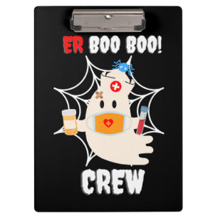 Funny ER Boo Crew Nurse Halloween Niedlicher Geist Klemmbrett