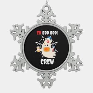 Funny ER Boo Crew Nurse Halloween Niedlicher Geist Schneeflocken Zinn-Ornament