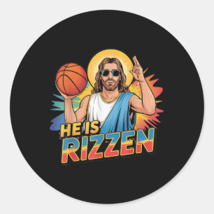 Funny er ist rizzen Jesus Shirt Basketball Boys Ki Runder Aufkleber