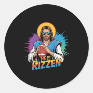 Funny er ist Rizzen Jesus Shirt Fußball Boys Kinde Runder Aufkleber