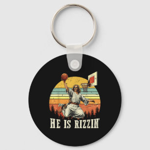 Funny, er ist Rizzin Jesus spielen Basketball Chri Schlüsselanhänger