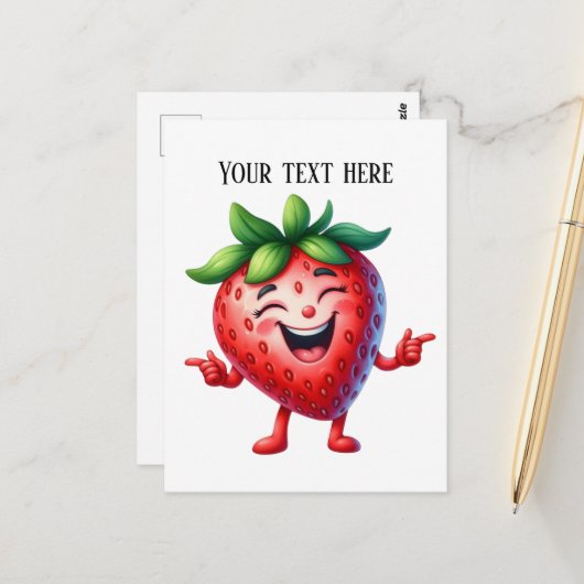 Funny Erdbeeren Liebhaber fügen Text hinzu Postkarte (Vorderseite/Rückseite Beispiel)