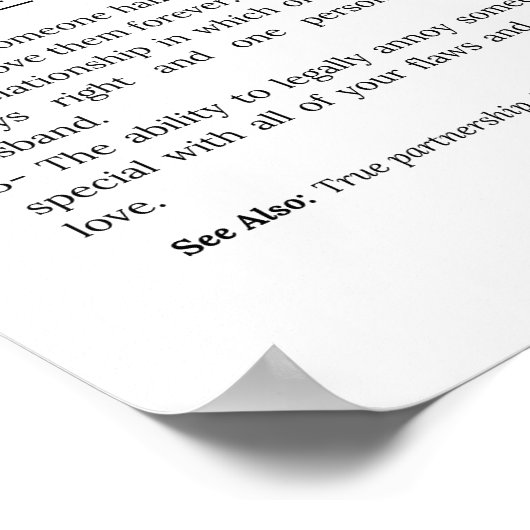 Funny Eriage Definition Typografie Zitat Poster (Ecke)