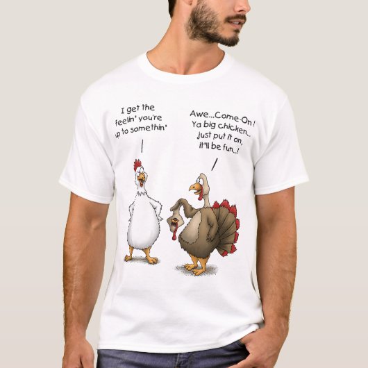 Funny Erntedank Big Chicken Es wird Spaß in der Tü T-Shirt (Vorderseite)