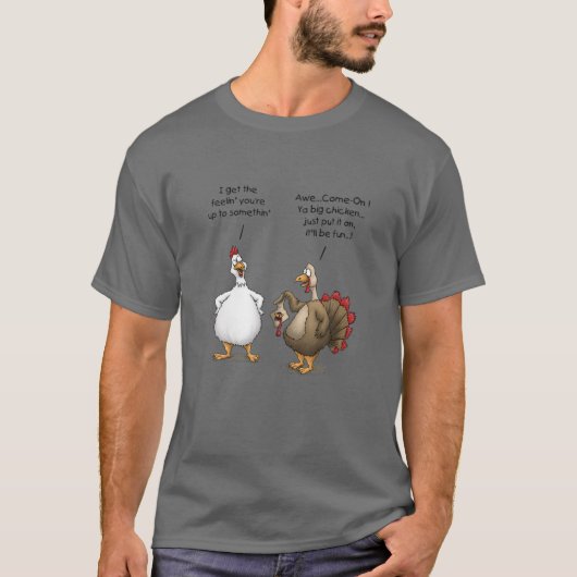 Funny Erntedank Big Chicken Es wird Spaß in der Tü T-Shirt (Vorderseite)