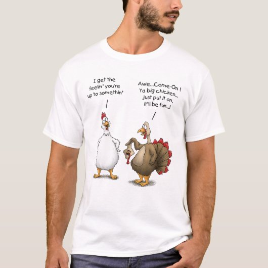 Funny Erntedank Big Chicken Es wird Spaß in der Tü T-Shirt (Vorderseite)