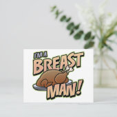 Funny Erntedank Breast Man gibt Postkarte (Stehend Vorderseite)