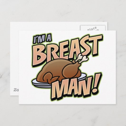 Funny Erntedank Breast Man gibt Postkarte (Vorne/Hinten)