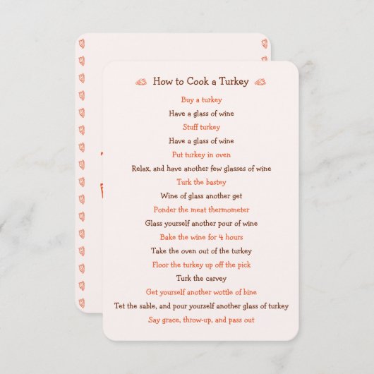 Funny Erntedank Card Wie man das Rezept in der Tür Einladung (Vorne/Hinten)