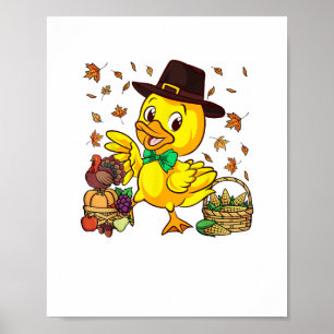Funny Erntedank Duck Turkey Boys Girls Poster