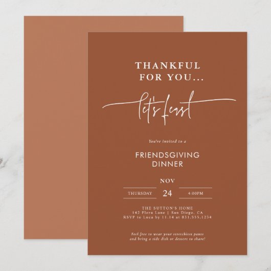 Funny Erntedank Einladung Freundliches Dinner (Vorne/Hinten)