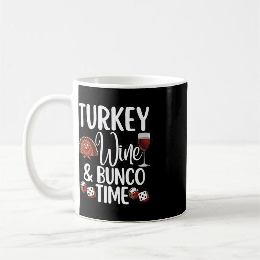 Funny Erntedank Fall Spaß Türkei Wein und Bunc Kaffeetasse (Links)