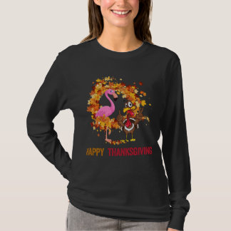 Funny Erntedank Flamingo mit der Türkei Niedlicher T-Shirt