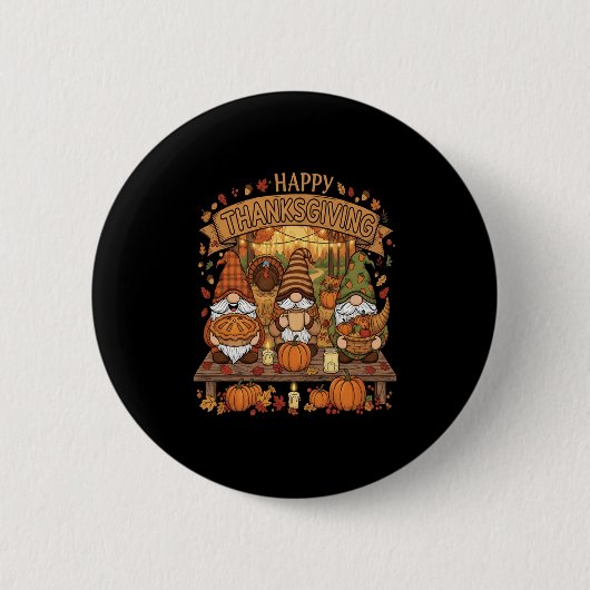 Funny Erntedank Gnome Squad mit festlichem Herbst Button (Vorderseite)
