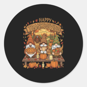 Funny Erntedank Gnome Squad mit festlichem Herbst Runder Aufkleber