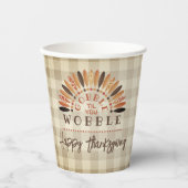 Funny Erntedank Gobble Til You Wobbe Kariert Pappbecher (Vorderseite)