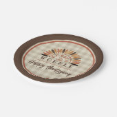 Funny Erntedank Kariert Gobble Til You Wobble Pappteller (Schrägansicht)