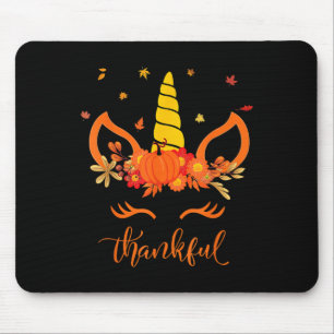 Funny Erntedank Niedlich Unicorn Türkei Gesicht Gi Mousepad