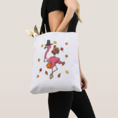Funny Erntedank Pilgrim Flamingo mit Türkei Cu Tasche (Von Nahem)
